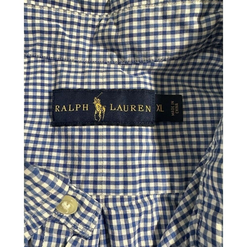 Ralph Lauren Button Down Shirt Mens XL Blue Gingham Long Sleeve Hamptons Preppy